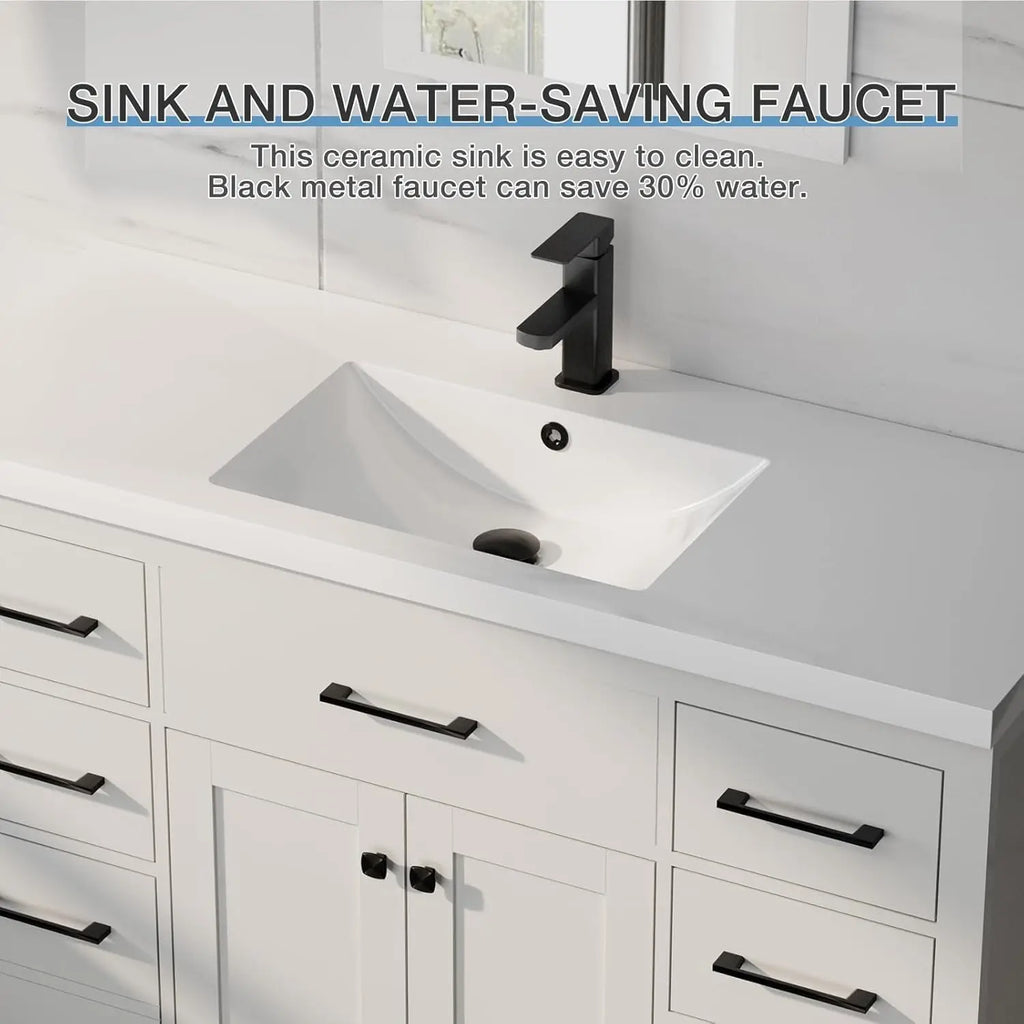 48" Modern Bathroom Vanity & Sink Cabinet Resin Single Bowl