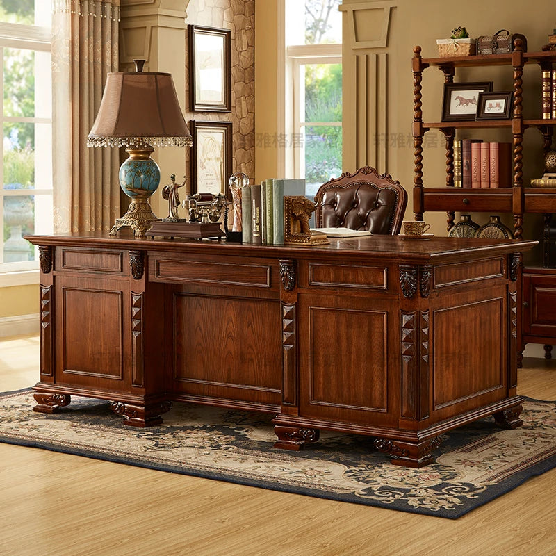American solid wood desk boss big Executive desk and Chair