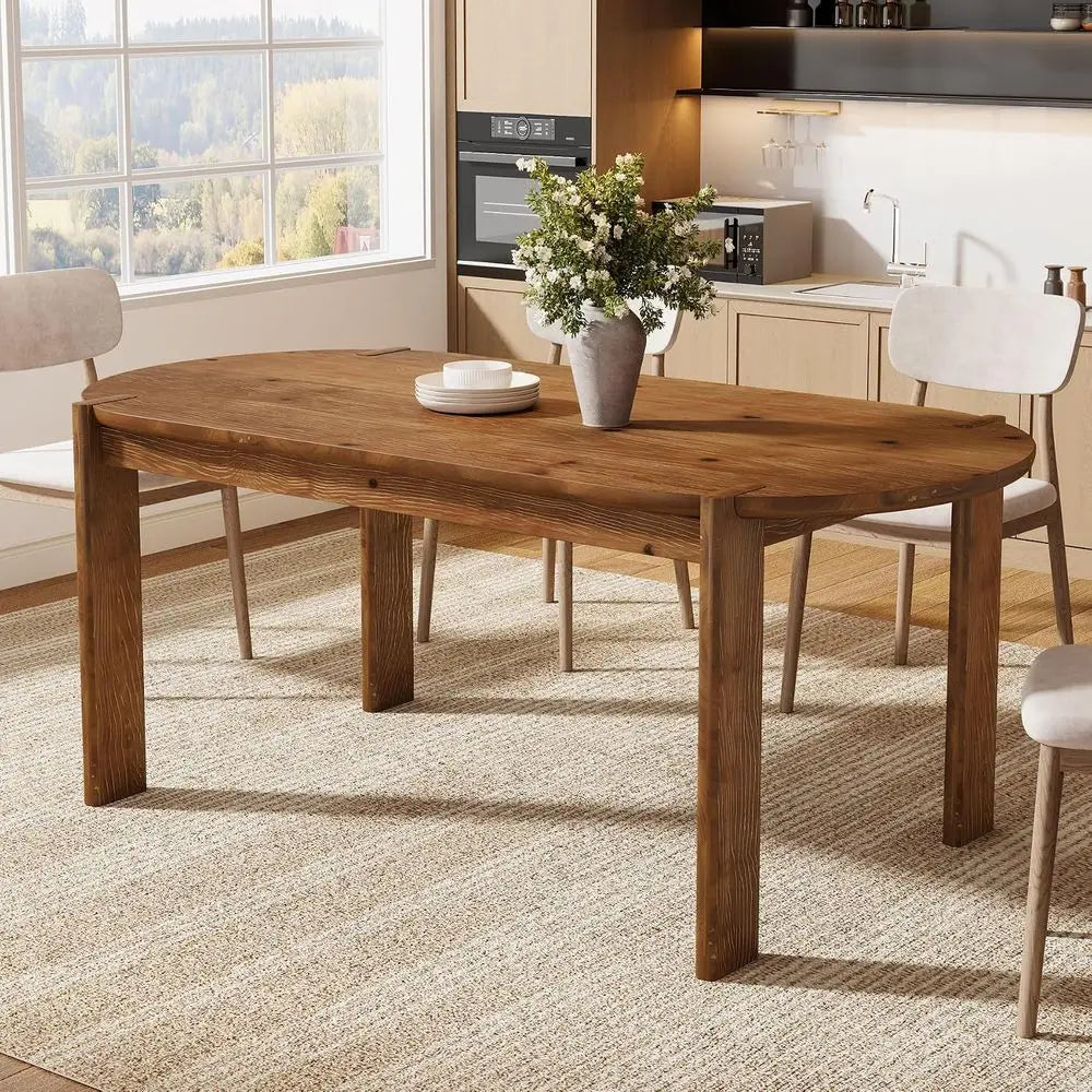 Elegant 63 Rustic Solid Wood Oval Dining Table for 4-6,