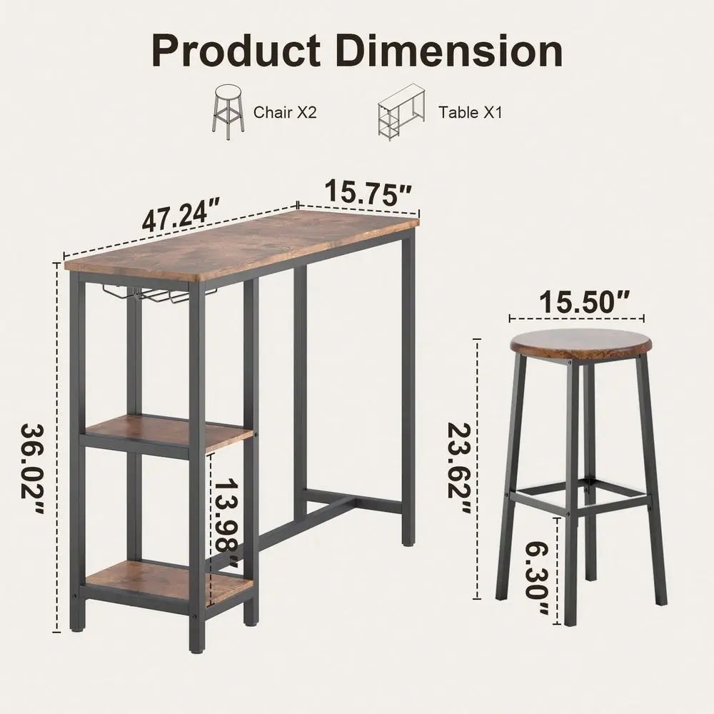 3 - Piece Kitchen Counter Dining Table Set