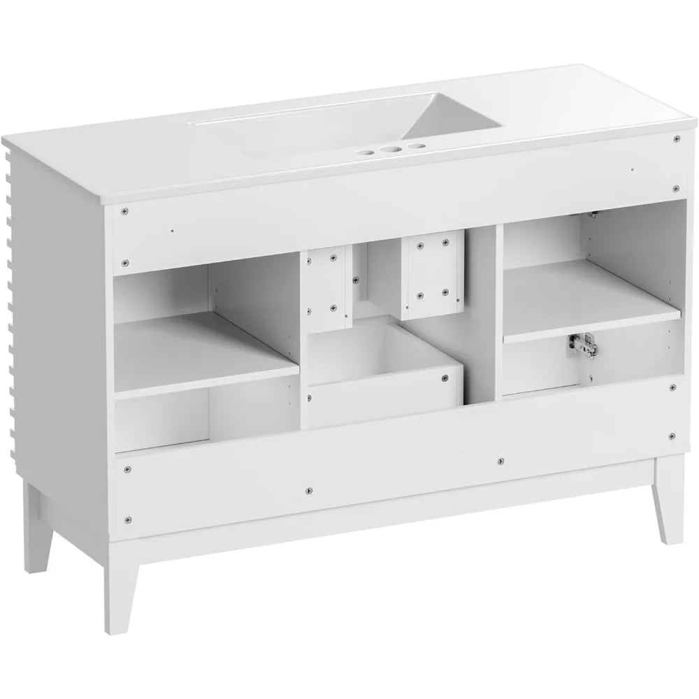 48 Inch Mid Century Freestanding Bathroom Vanity with Undermount Ceramic Sink