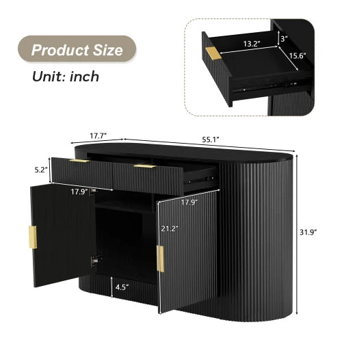 3-Tier Shelf Buffet Cabinet