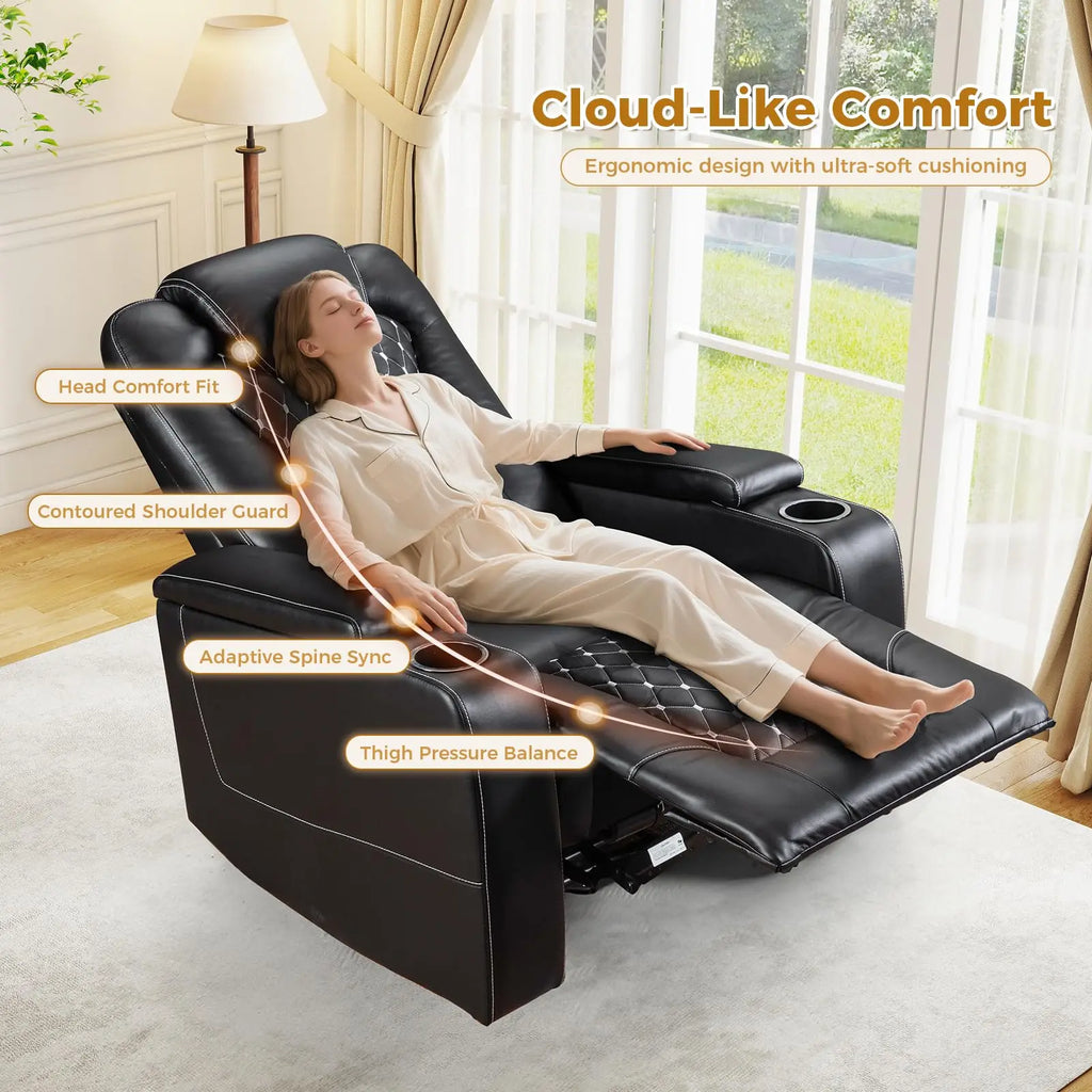 Electric Power Recliner Chair with USB Ports and Cup Holders