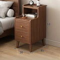 Chinese Style Nightstand - Narrow Solid Wood Bedside Table with Storage Drawer