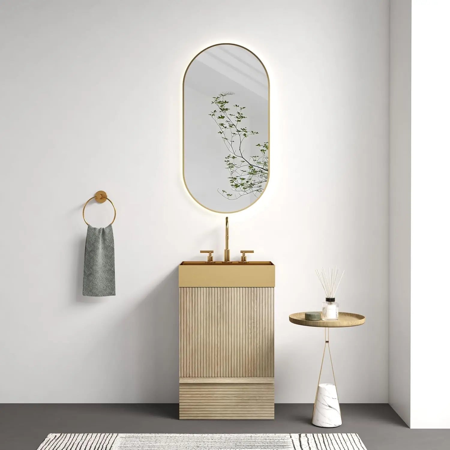 20 in Bathroom Vanity Ceramic Sink Freestanding Cabinet