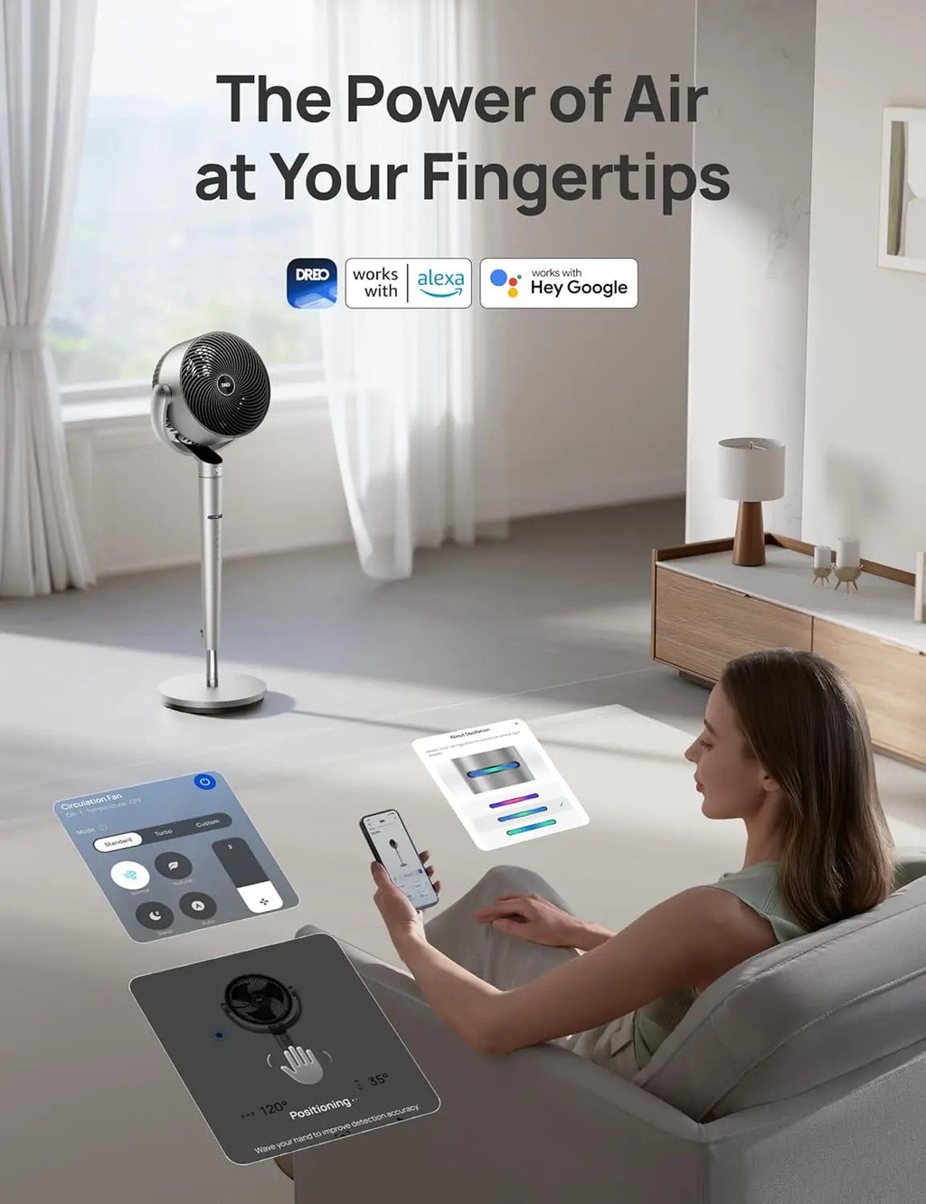 Smart Pedestal Fan with 3D Oscillation,