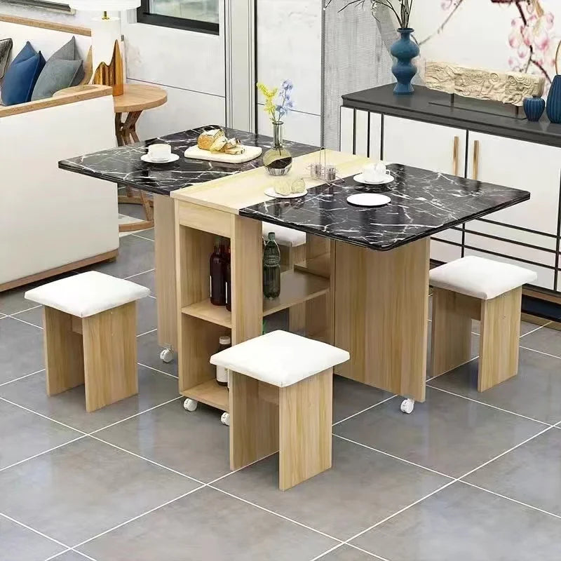 Folding Dining Table Set 4 Chairs Italian Nordic Luxury Dining Table Decorate Simple Mesas Y Sillas De Comedor Kitchen Furniture