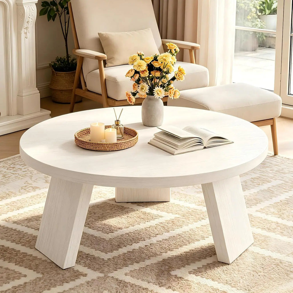 33.5 Inch Round Coffee Table for Living Room