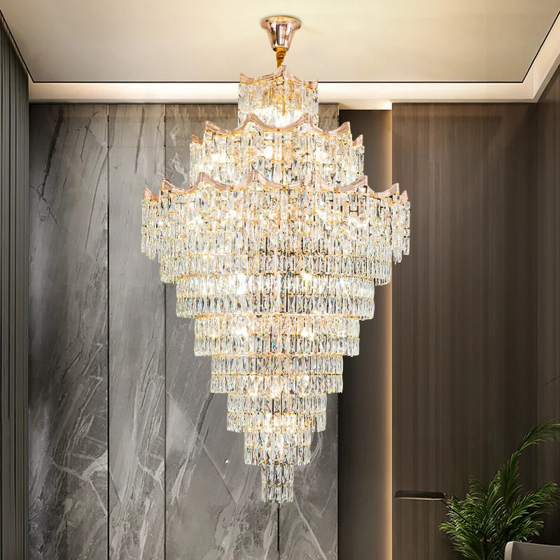 Luxury Modern Crystal High Ceiling Chandelier