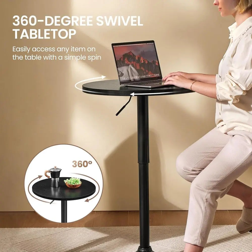 Modern 3-Piece Black Bar Table and 2 Stool Set