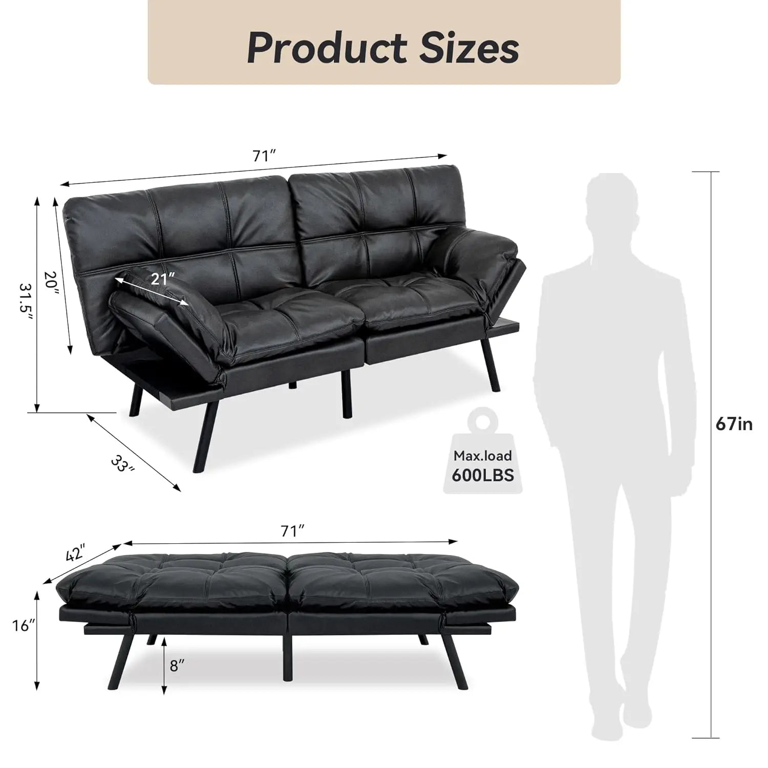 Convertible Futon Sofa Bed