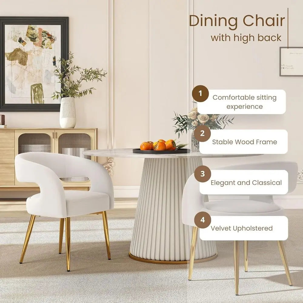Velvet Upholstered Dining Chairs Set of 2