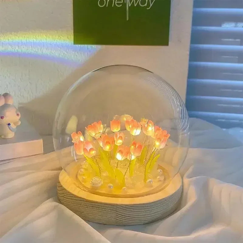 LED Ornaments Handmade Artificial Tulip Flower Night Lamp