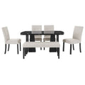 6 Piece Modern Dining Table Set, 63" Faux Marble Dining Table