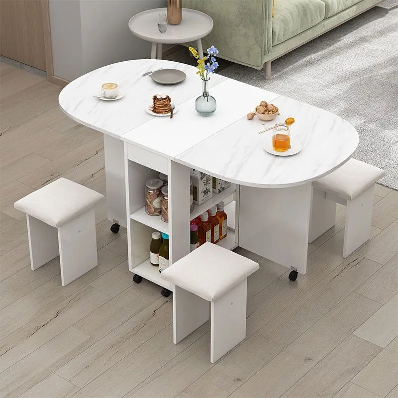 Folding Dining Table Set 4 Chairs Italian Nordic Luxury Dining Table Decorate Simple Mesas Y Sillas De Comedor Kitchen Furniture