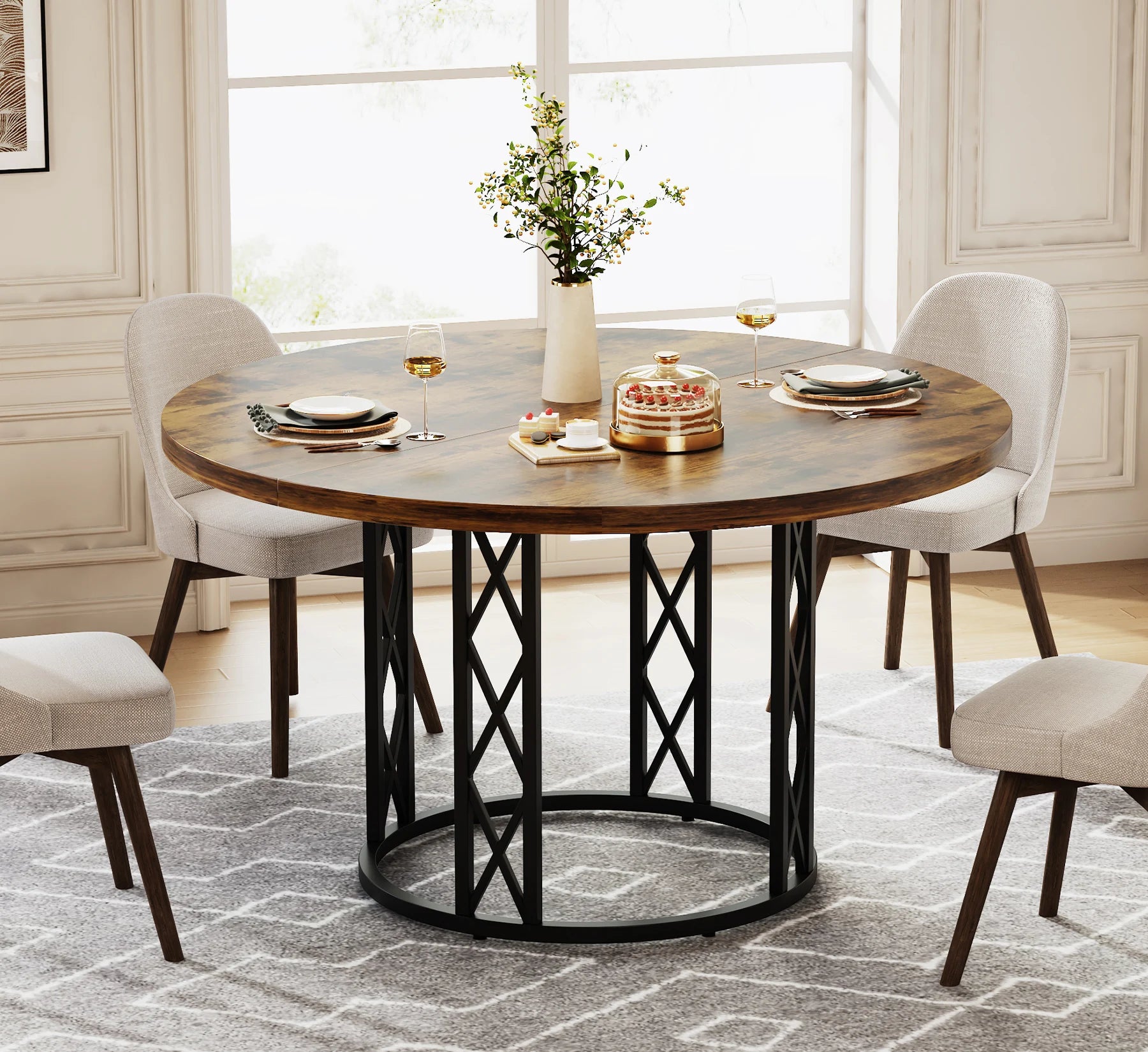 Round Dining Table for 4-6 People