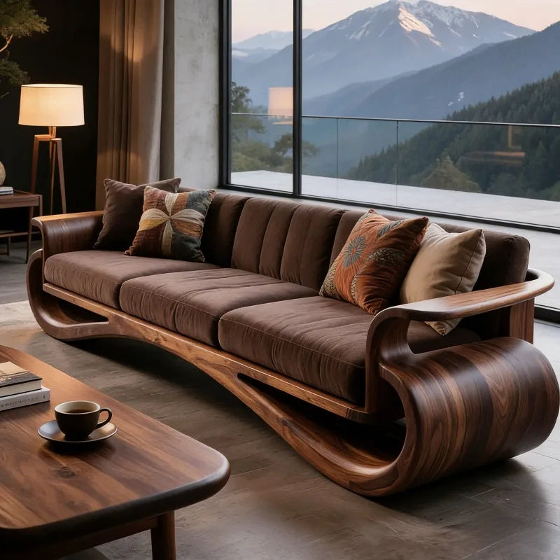 New Chinese Style Solid Wood Living Room Sofas