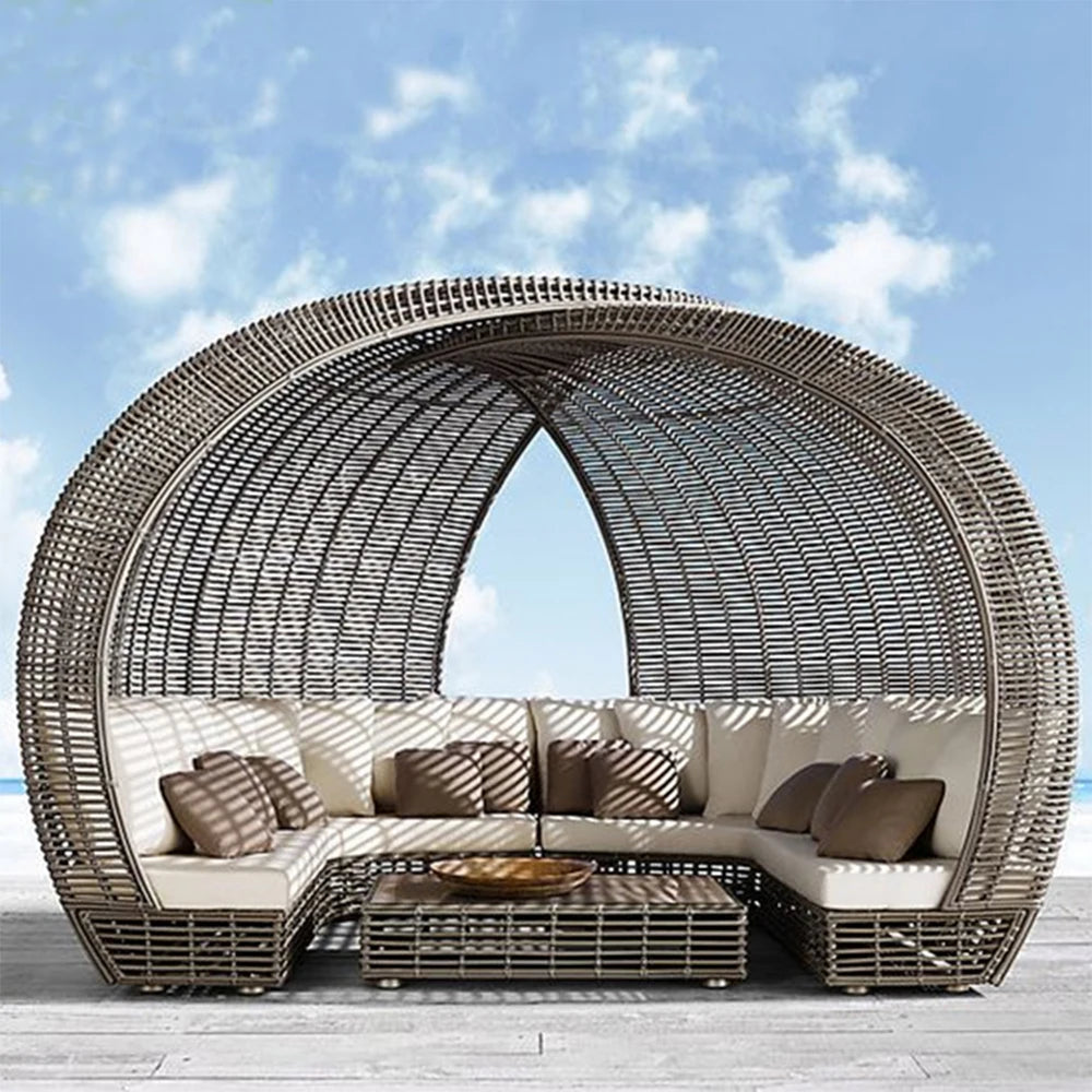 Waterproof Rattan Pool Garden Furniture Recliner Bed