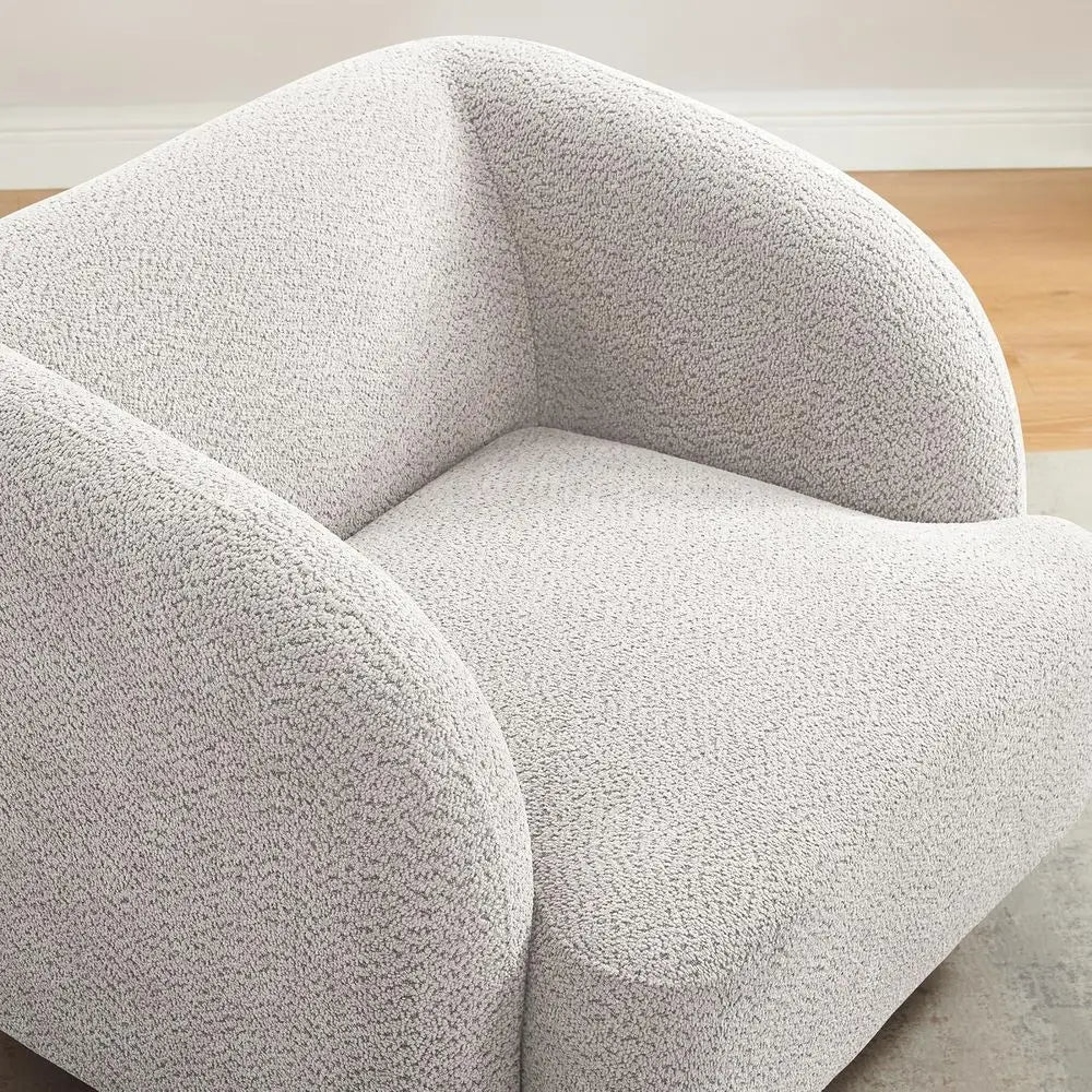 Large Comfortable Barrel Chair, Wooden Legs, Stylish Upholstered Armchair for Living Room, Bedroom, or Waiting Area (Camel)