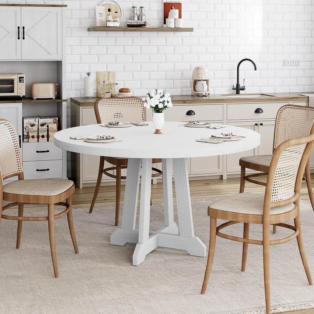 Round Dining Table For 4  With Wooden Base
