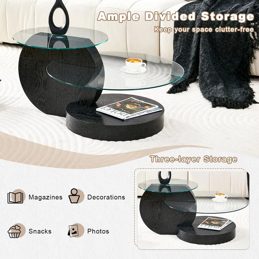Glass 3 Tier Round Coffee Table