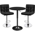 Modern 3-Piece Black Bar Table and 2 Stool Set