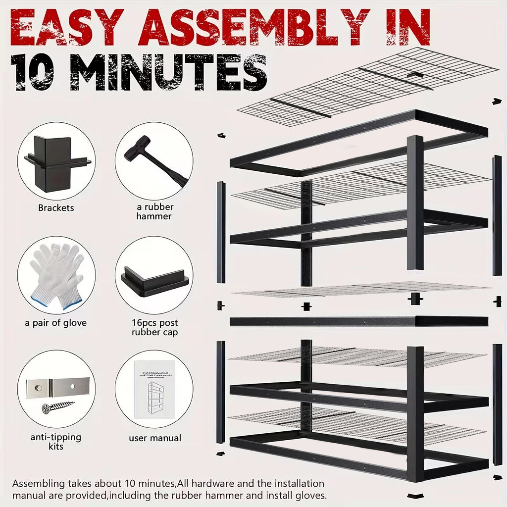Heavy-Duty Metal Storage Rack 2000 lb. Capacity/Shelf