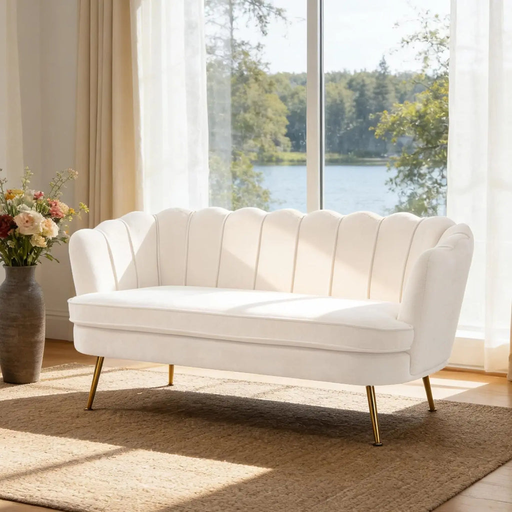 2-Seater Sofa, 59" Loveseat Settee with Gold Metal Legs