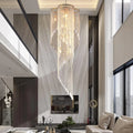 Large Spiral Crystal Beaded Chandelier for High Ceiling