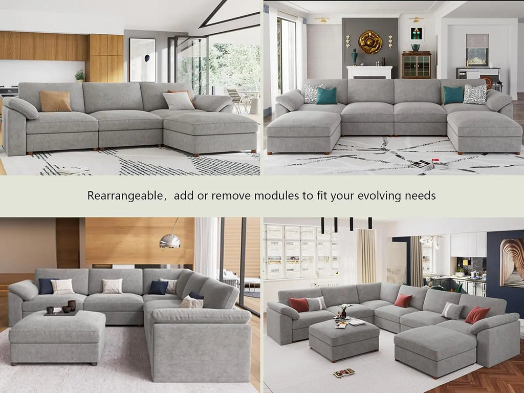 Oversized L Shape Sectional Modular Sofa,