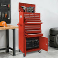 Rolling Tool Chest with Double Doors, 2 in 1 Detachable Rolling Tool Chests, Metal Standing Tool Cabinet with Lock, Large Toolb