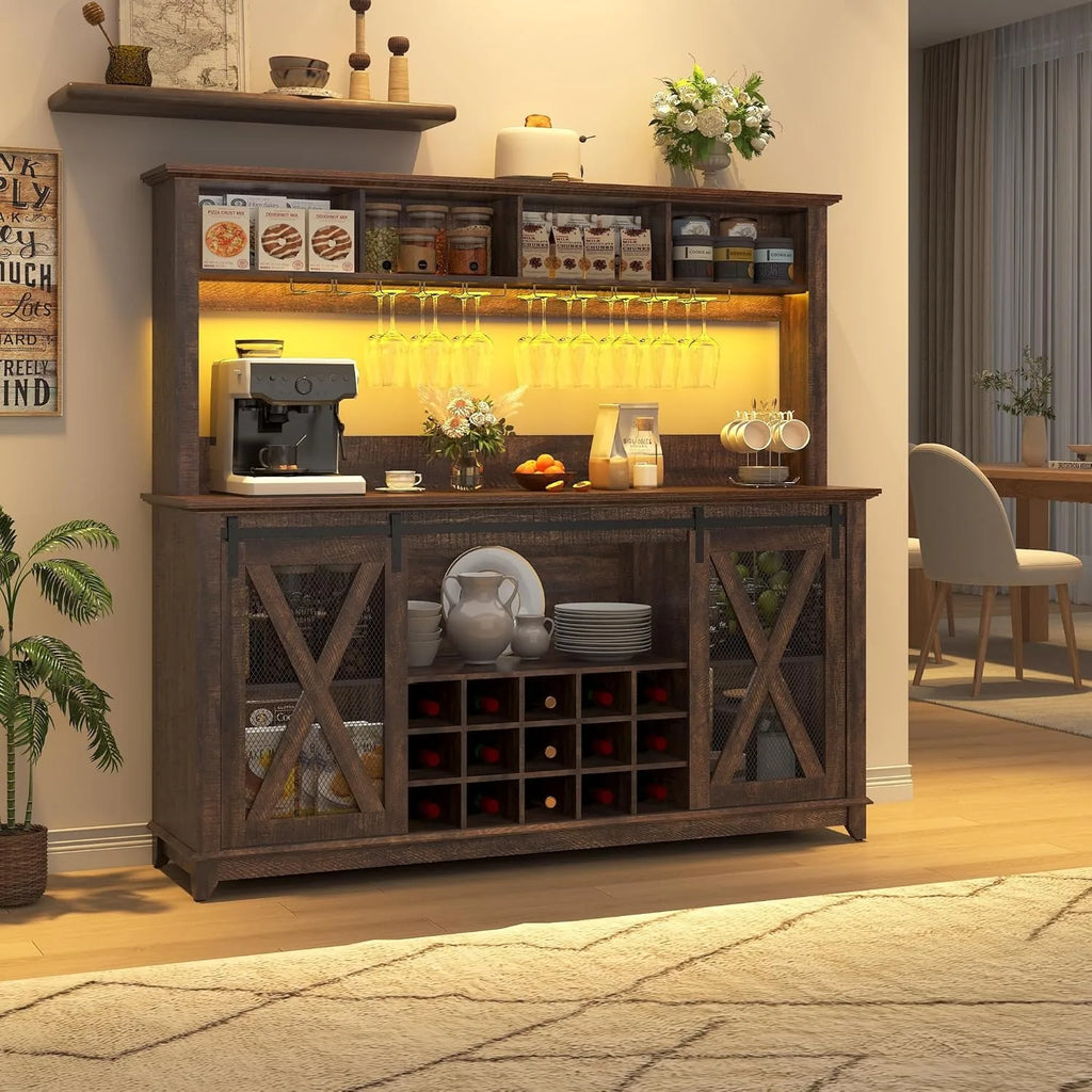 Coffee Wine Buffet Cabinet with LED