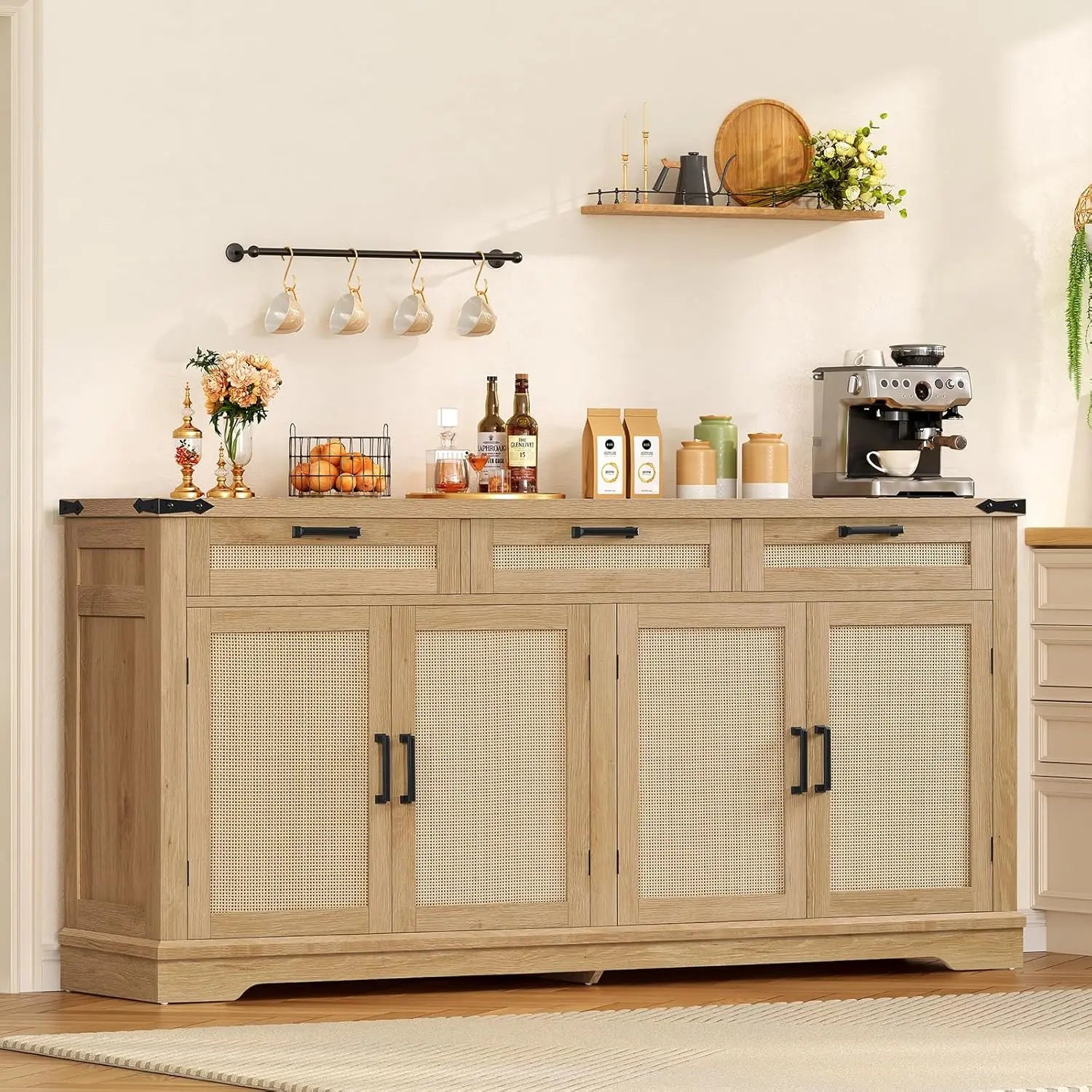 Large Buffet Cabinet with 4 Doors 3 Drawers