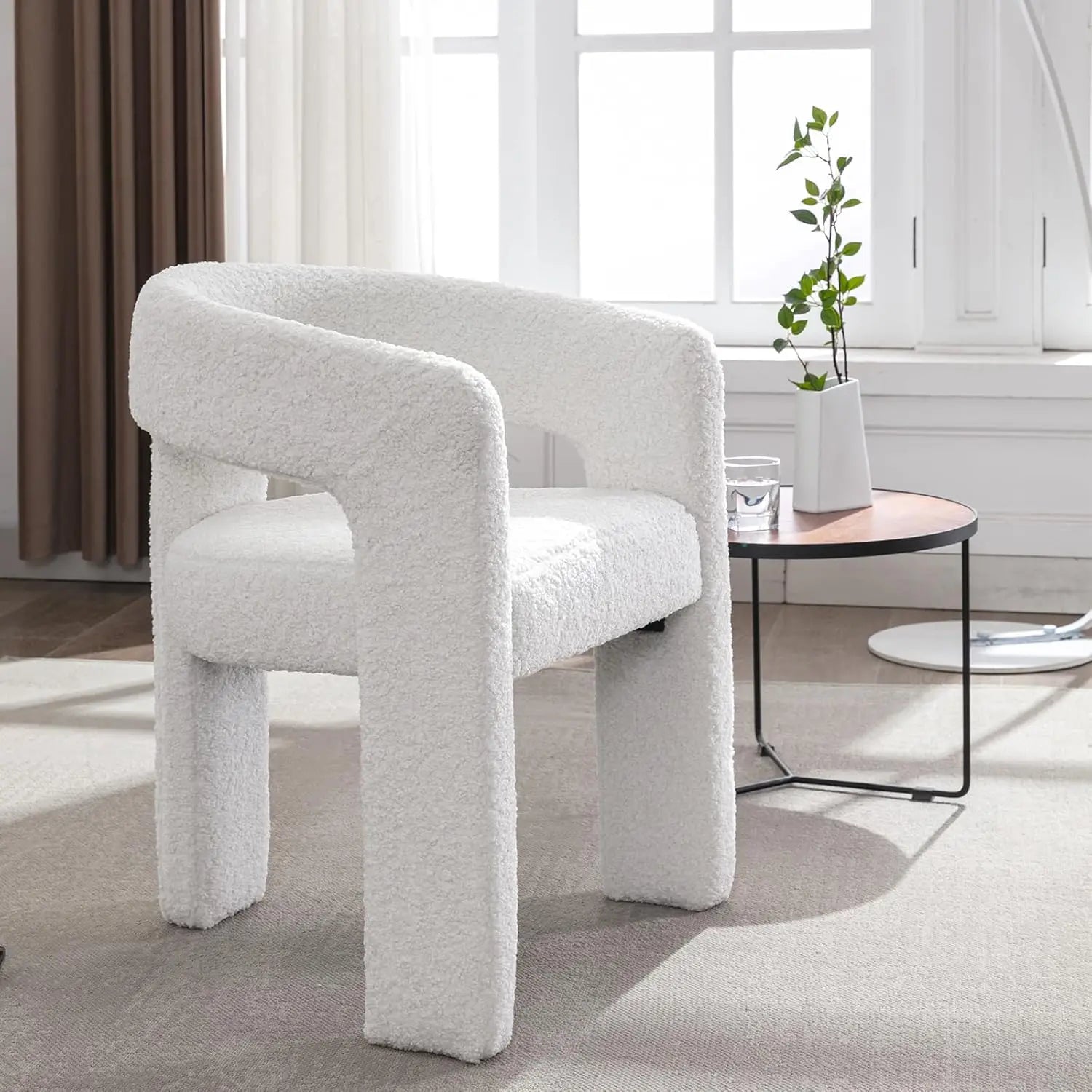 Upholstered Barrel Dining Chair Faux Leather