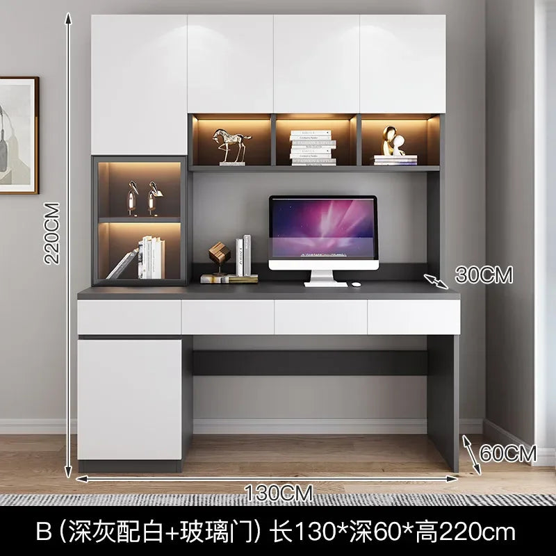 Premium Double desk, bookshelf integrated table