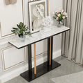Contemporary Style Console Table with Stone Top and Pedestal Base