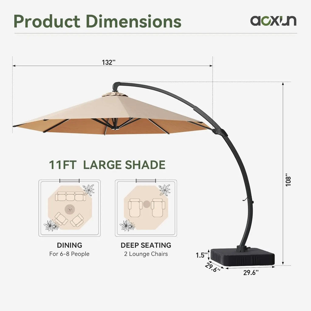 11 FT Cantilever Umbrella with Base Included