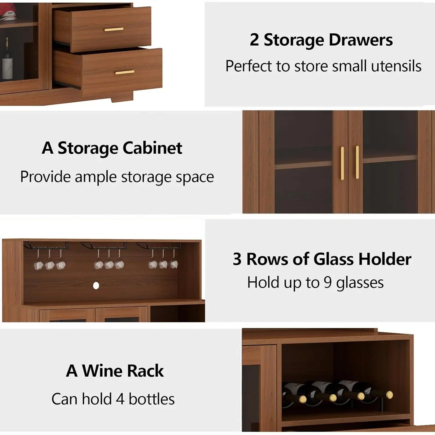 Wine Bar Cabinet with LED Light