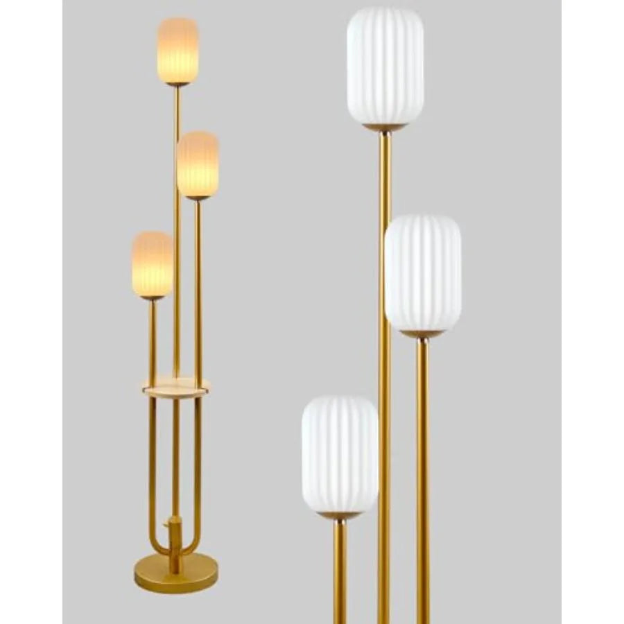 63Inch Floor Lamp Dimmable Gold Floor Lamp with 5Lbs Heavy Base for Living Room 2-Light Mid Century Modern Tall Standing Lamp w