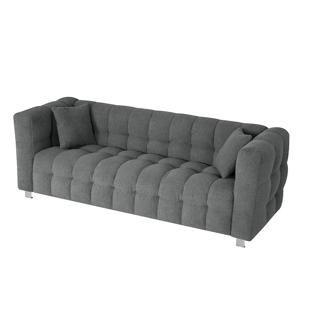 80-Inch Modern Teddy Fleece Sofa, With 2 Cushions 3-Seater