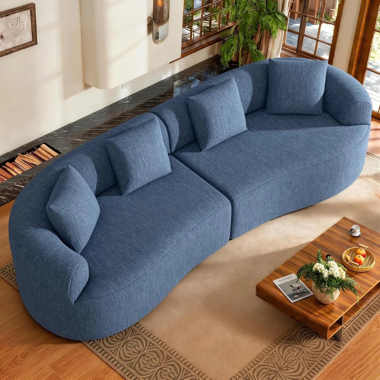 110” Modern Curved Sofa, Oversized, Couch