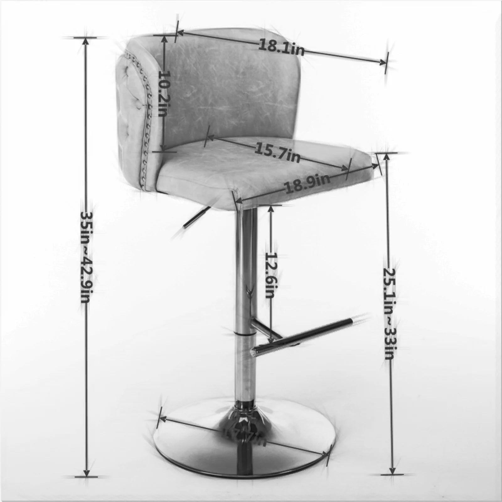 2Pcs Swivel Bar Kitchen Chairs  Upholstered Counter Height