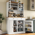 Modern Kitchen Hutch with Microwave Stand, Kitchen Pantry Storage Cabinet with 2 Darwers & Door Shelf，Tall Pantry Cabinet