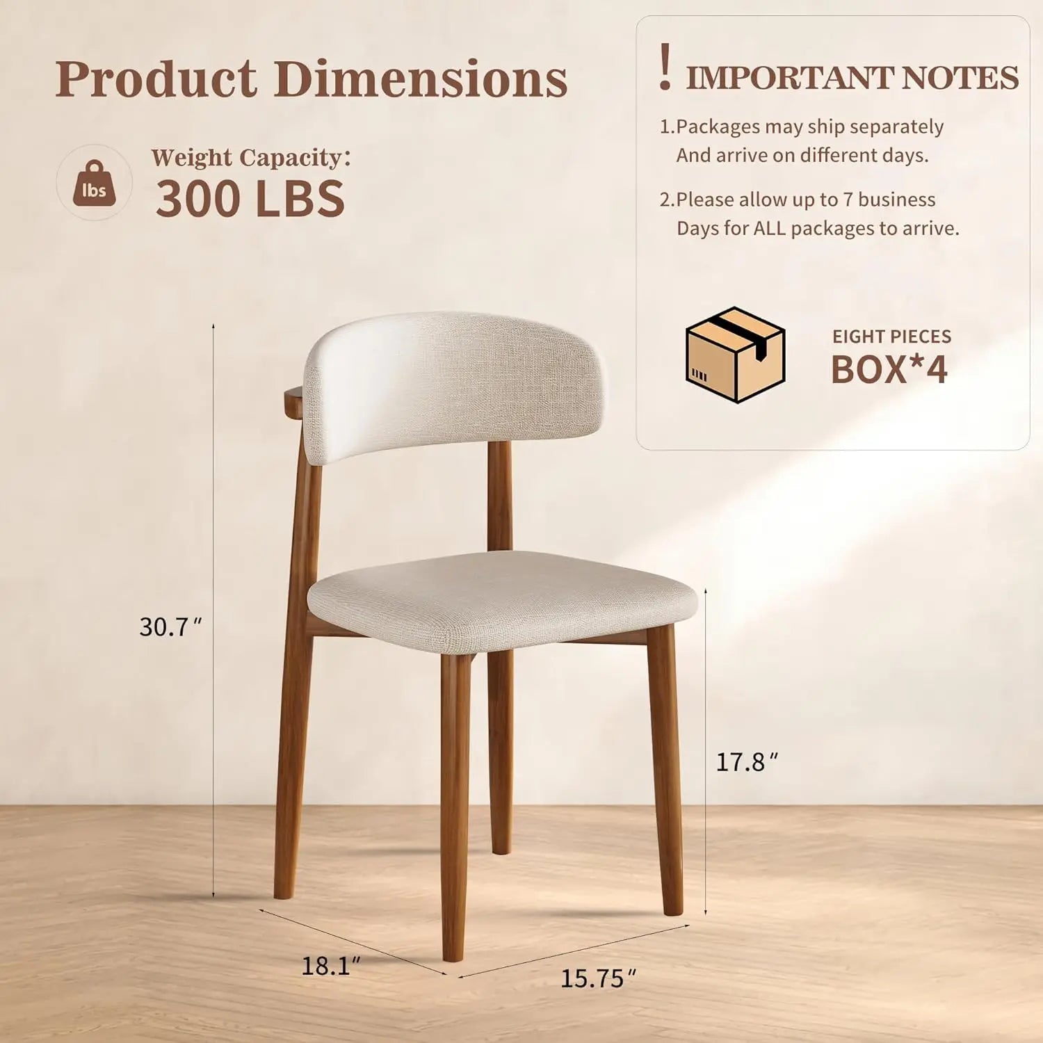 Wooden Dining Chairs Set of 8