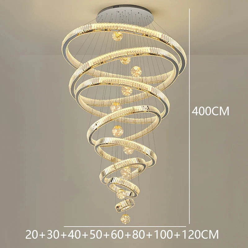 Modern Crystal Chandelier Lustre Stair Pendant