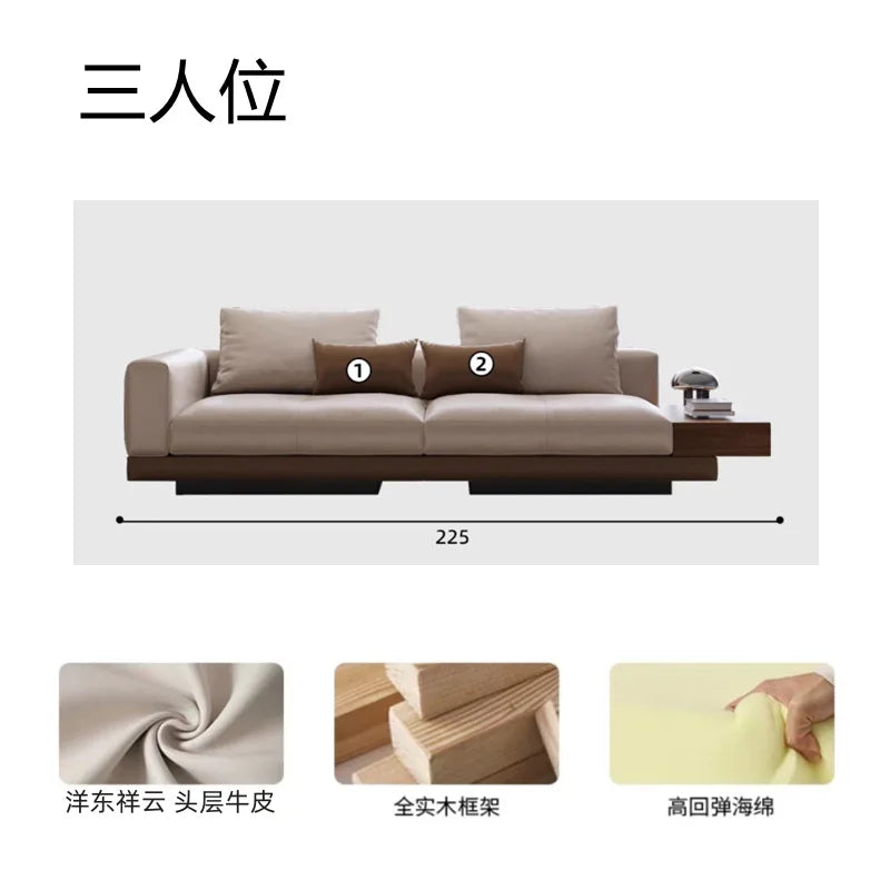 Connelly Leather Italian Minimalist Sofa