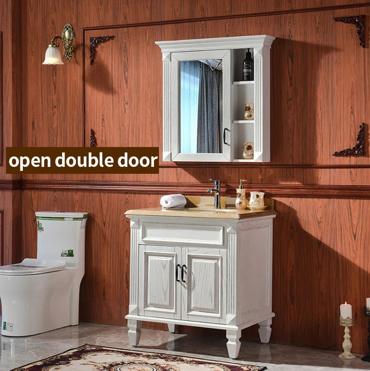 American Red Oak Solid Wood Bathroom Cabinet and Storage Mirror Cabinet