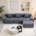 L-Shaped Modular Sectional Sofa Deep Seat Movable Ottoman