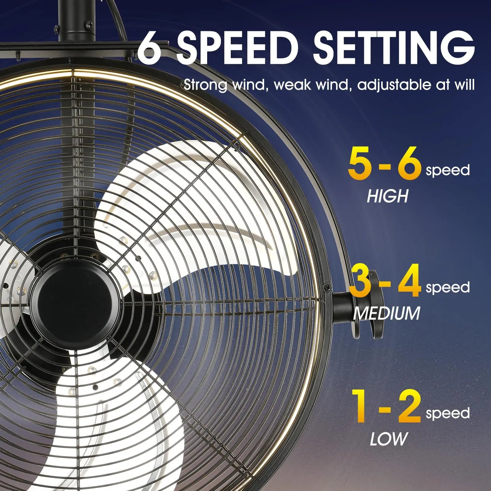 Large Fan 20-Inch Ceiling Lamp Fan Industrial Commercial Use Electric Fan Black Wall Fan Strong Wind House Metal Mounted Fan