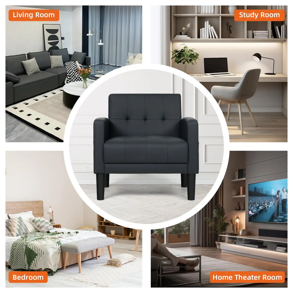 Upholstered Accent Chair Set of 2 Modern Faux Leather